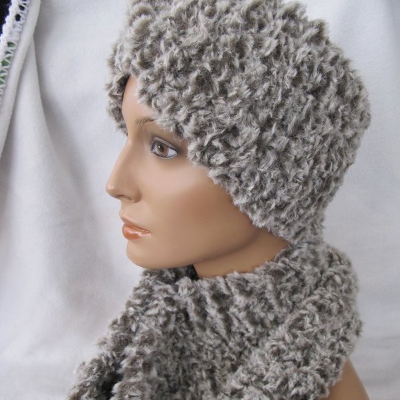 New Handmade Chunky Faux Fur Winter Headband and Infinity Scarf Set - Picture 1 of 10